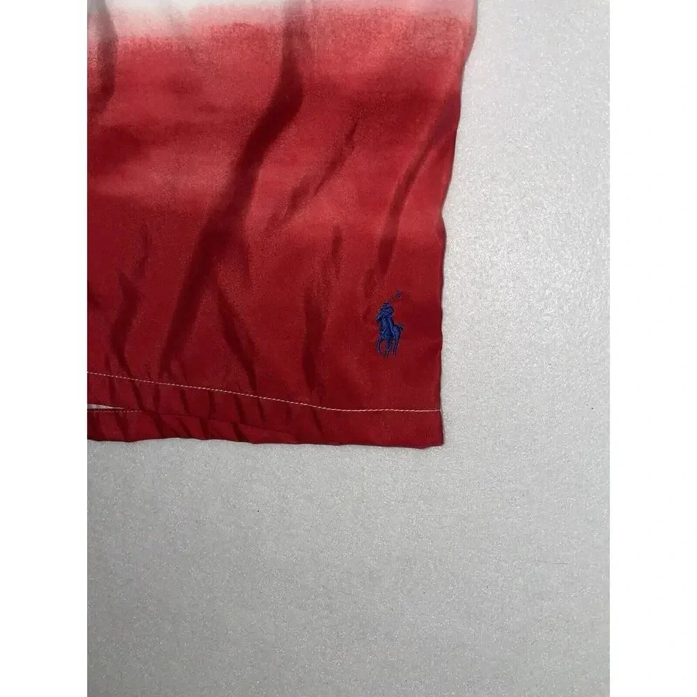 Polo Ralph Lauren Lined Swim‎ Trunks Mens XL Tie Dye Ombré Red White Blue USA